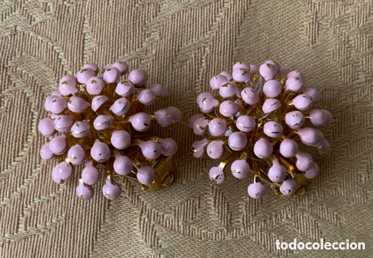Vintage: PENDIENTES VINTAGE A&Ntilde;OS 70 ROSA