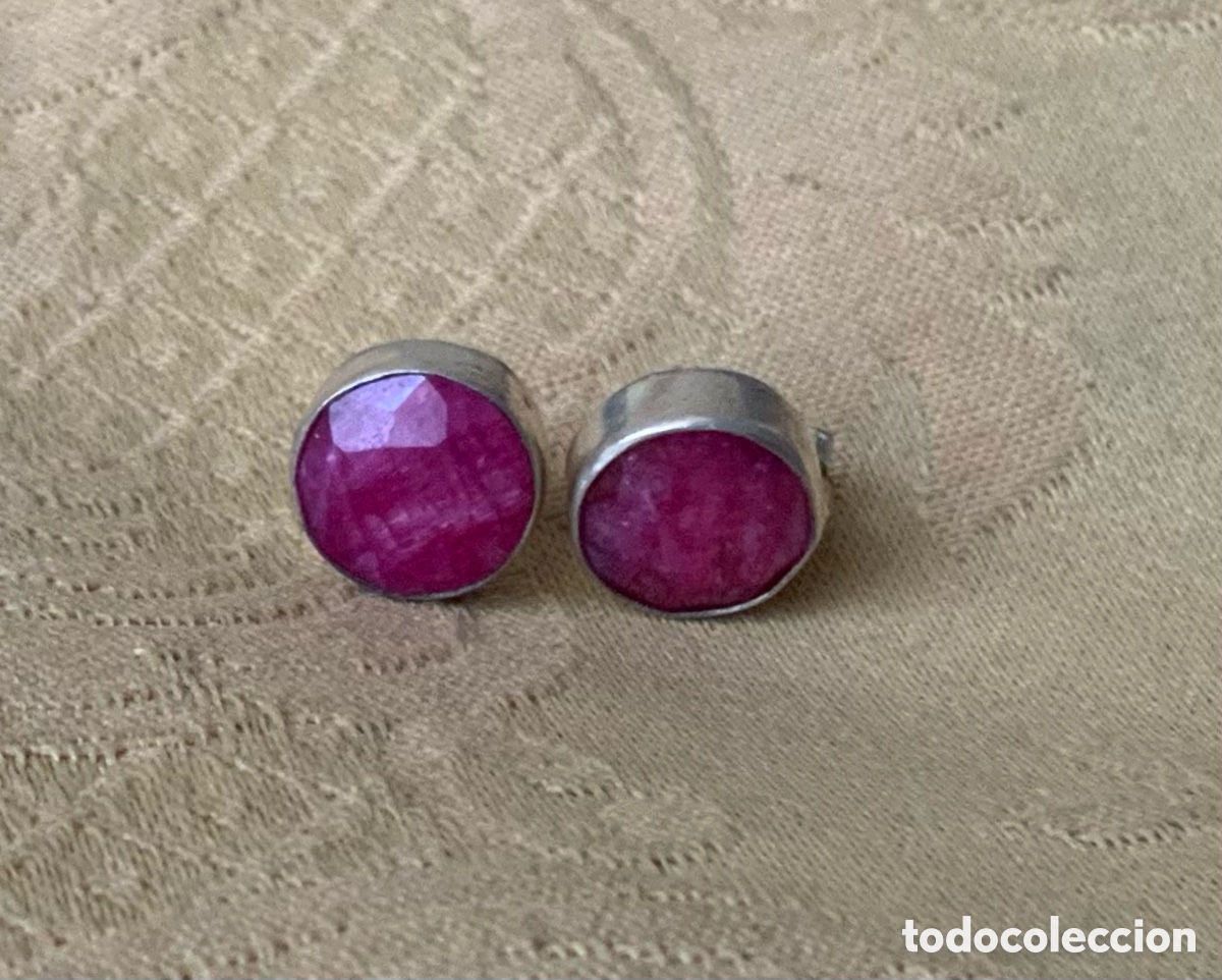 Vintage: PENDIENTES PLATA LEY Y RUBI NATURAL - Foto 3