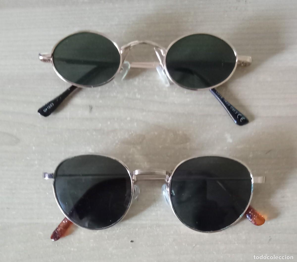 Vintage: 2 gafas de sol doradas con cristal color verde