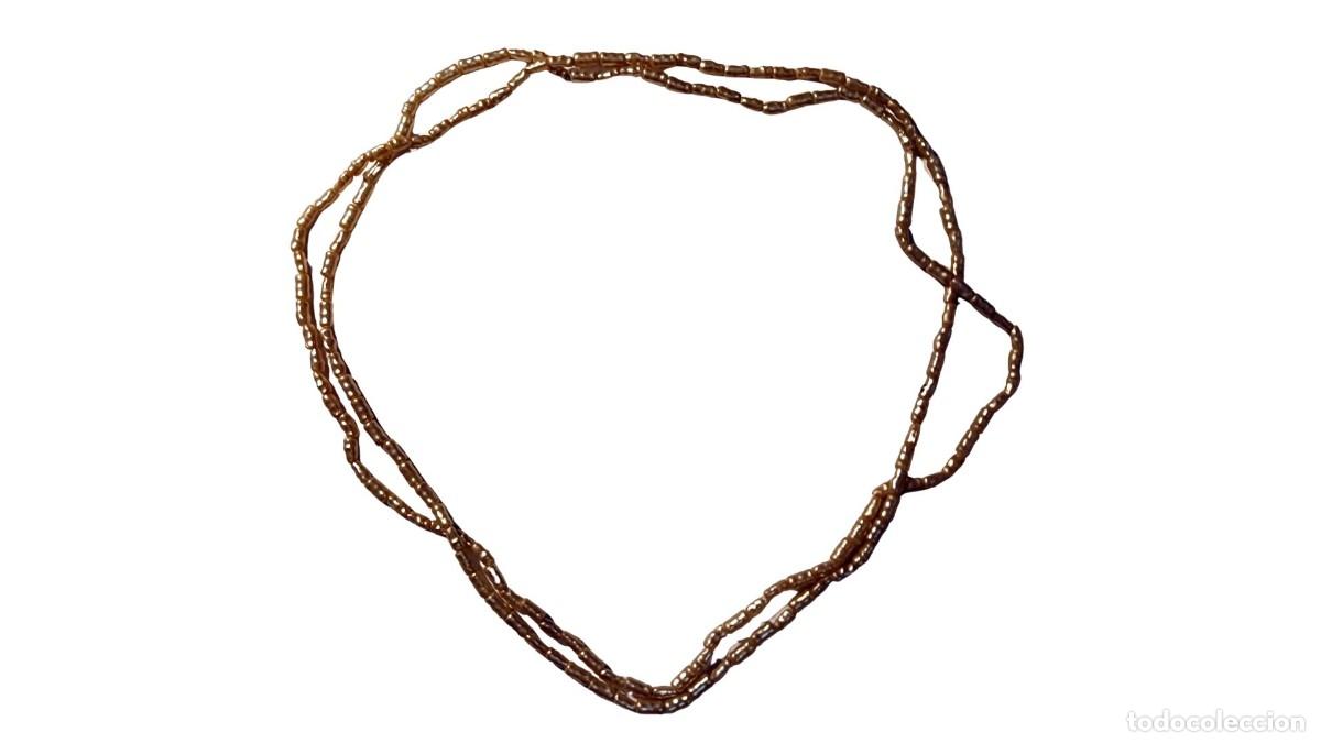 Vintage: COLLAR DOS HILOS CUENTAS TUBULARES CHAMP&Aacute;N DORADO &middot; ELEGANTE &middot; A&Ntilde;OS 90/2000
