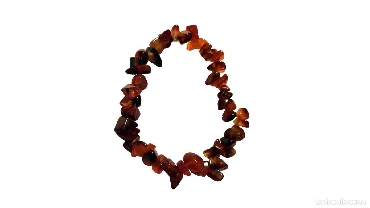 Vintage: PULSERA CHIPS CORNALINA NATURAL &middot; EL&Aacute;STICA &middot; PIEDRA SEMIPRECIOSA &middot; A&Ntilde;OS 90 &middot; COLECCIONISTA