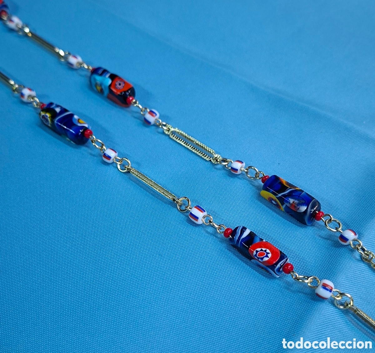 Vintage: Collar vintage dorado con cristal artesanal
