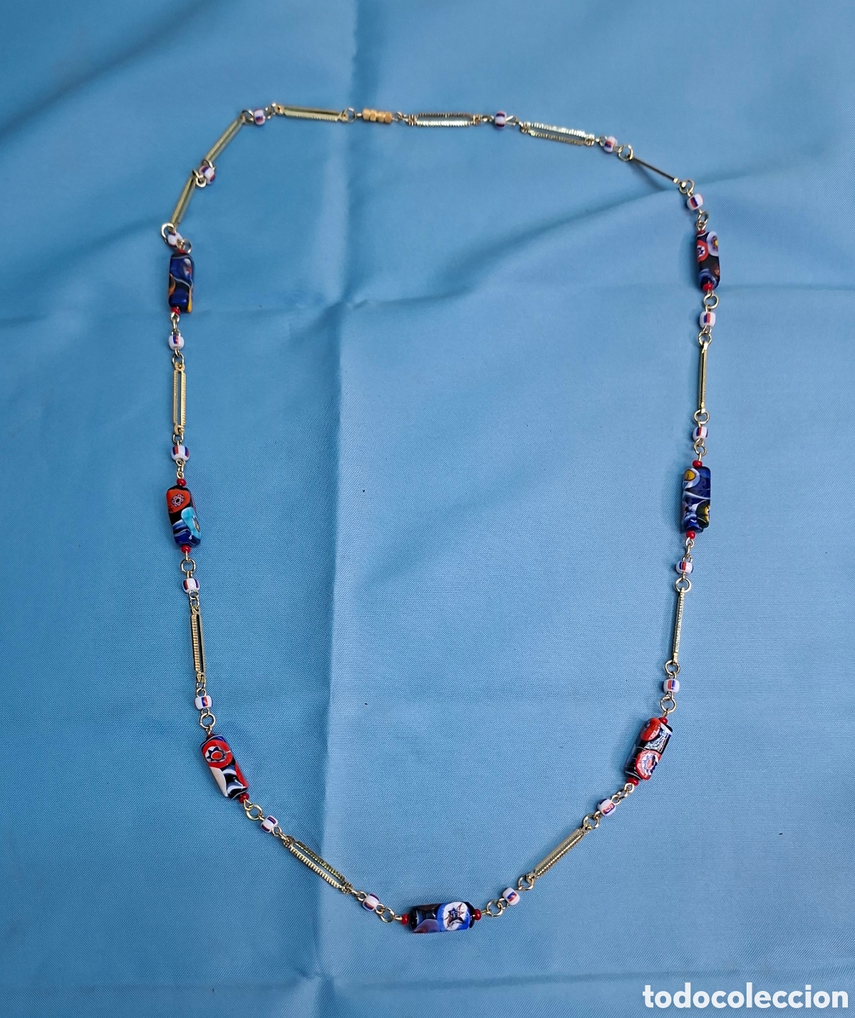 Vintage: Collar vintage dorado con cristal artesanal