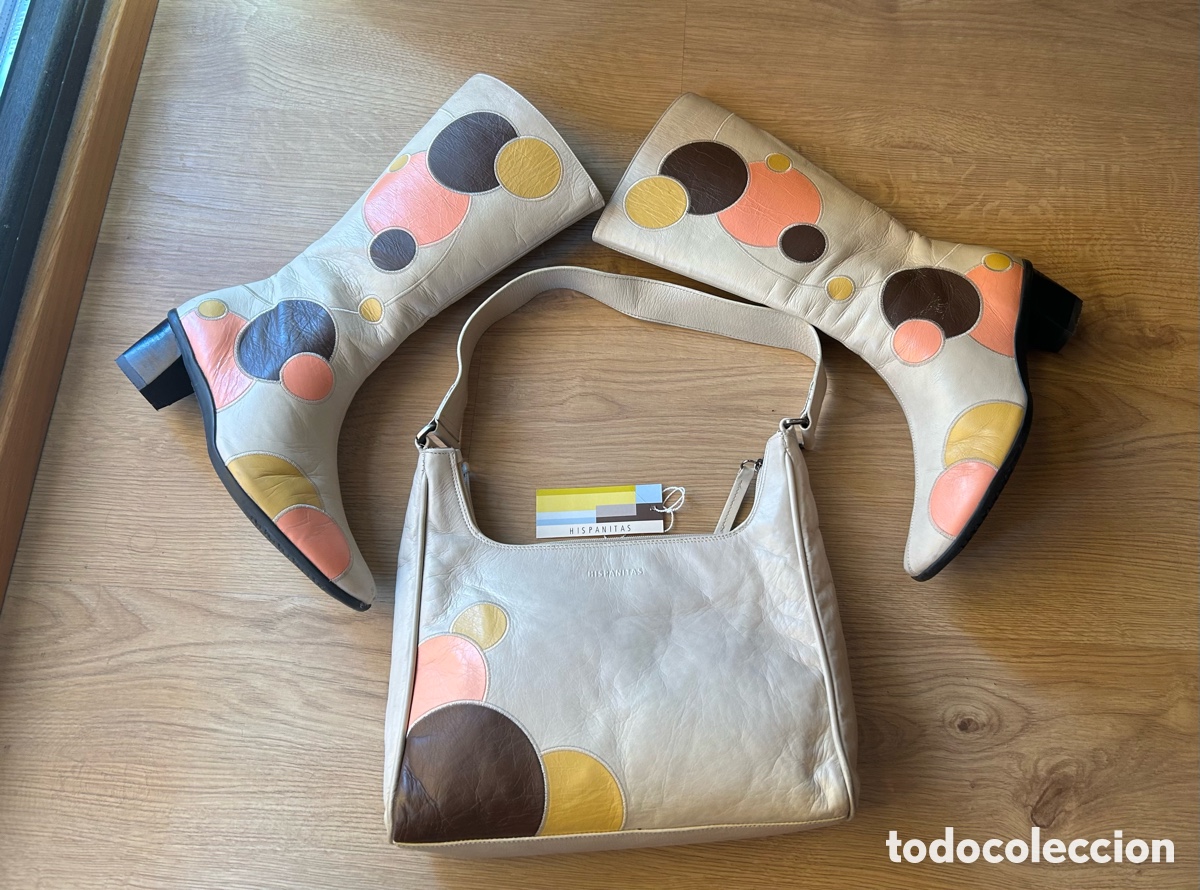 Vintage: Conjunto de botas y bolso de piel