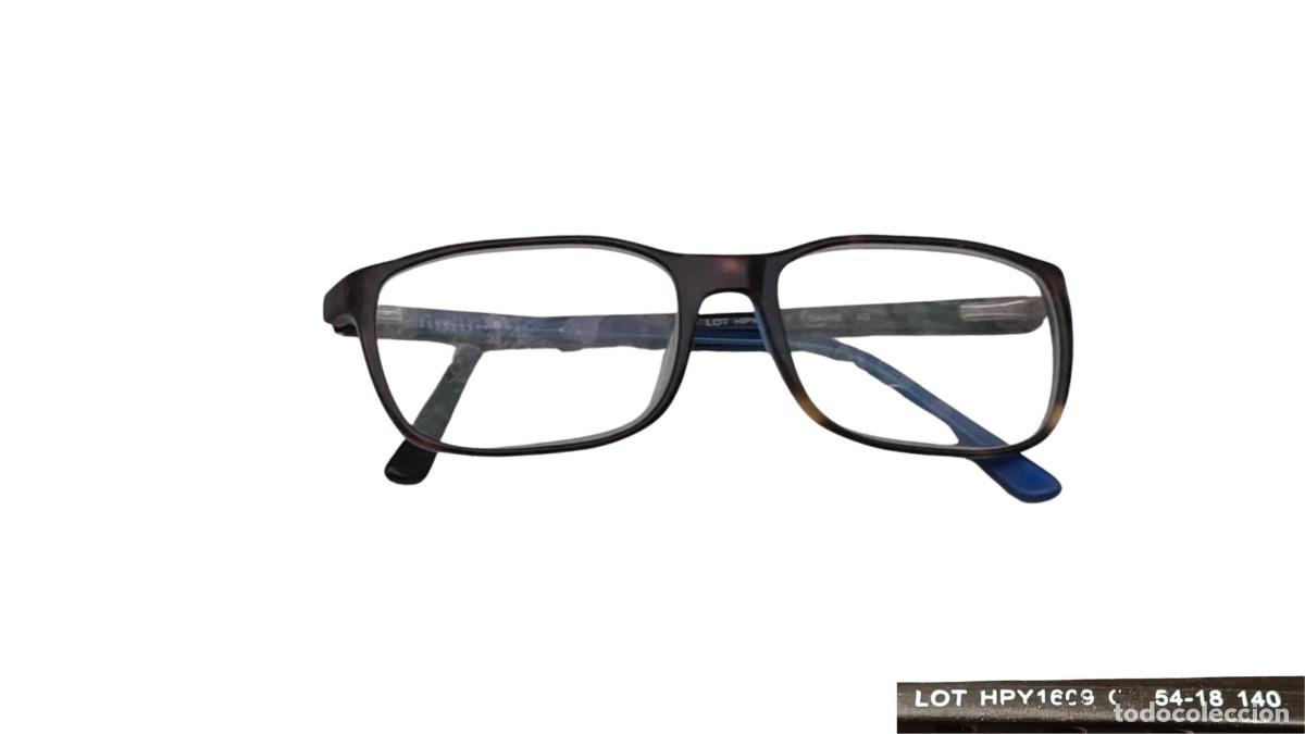 Vintage: MONTURA &Oacute;PTICA DE ACETATO BICOLOR CAREY-AZUL CON CRISTALES - TALLA 54/18/140 - DISE&Ntilde;O CONTEMPOR&Aacute;NEO