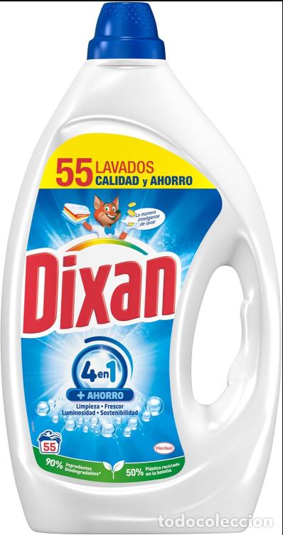 Vintage: Dixan Gel Total+ 4 en 1 (1 x 2475 ml), detergente lavadora l&iacute;quido para ropa clara y blanca OFERTA