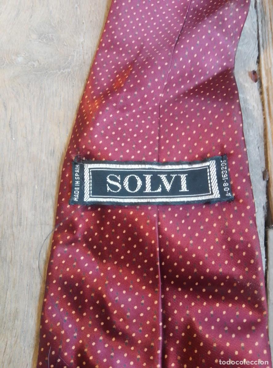 Vintage: Corbata cl&aacute;sica granate con puntos. Solvi. - Foto 3