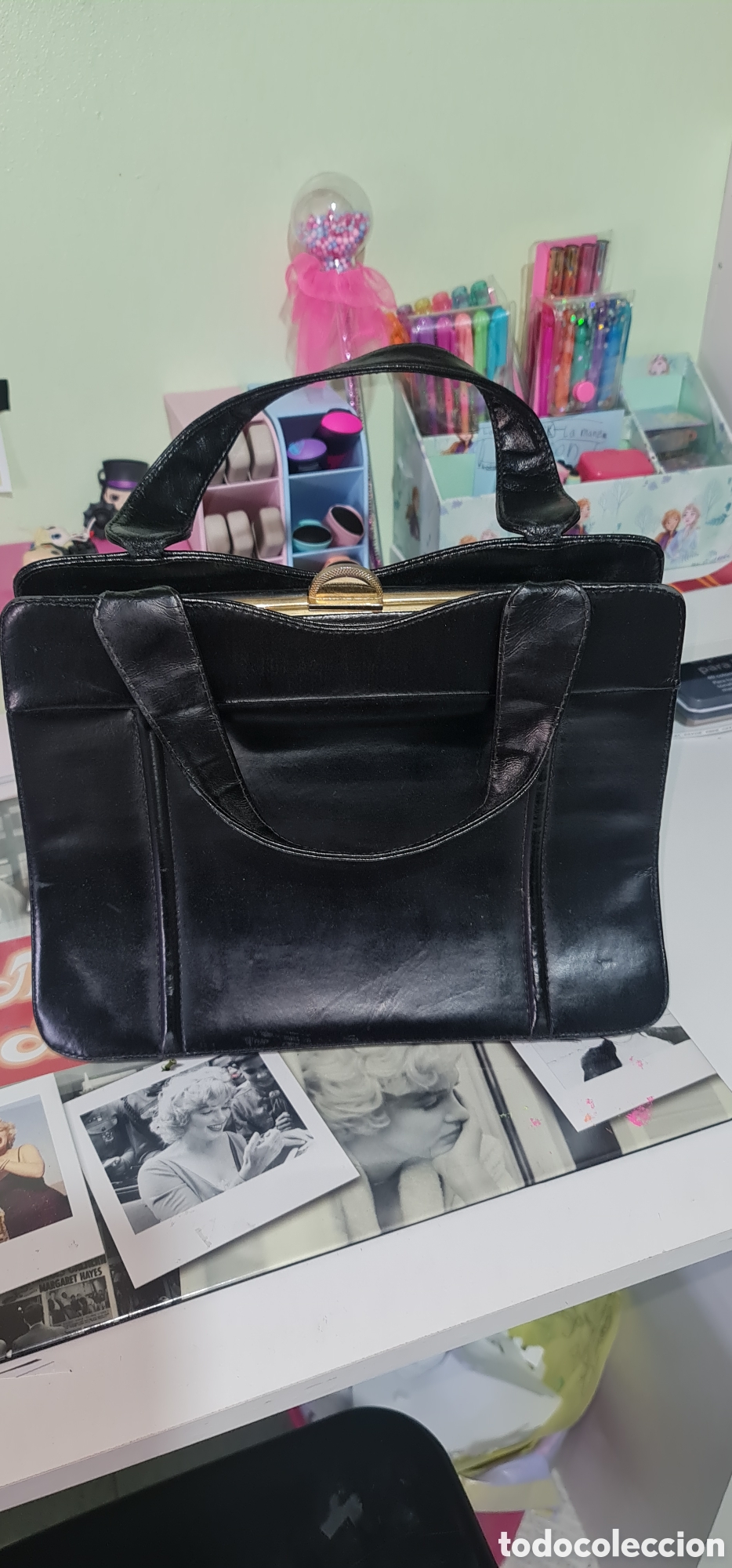 Vintage: Bolso negro de mano pinup