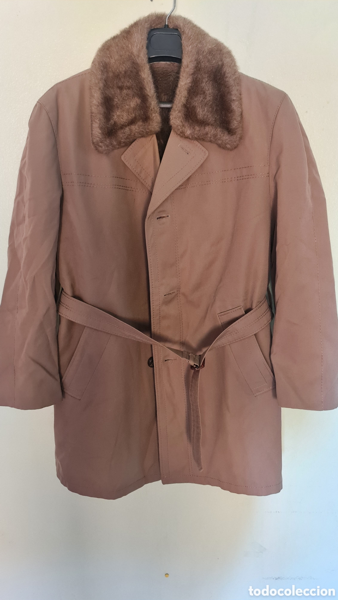 Vintage: Abrigo marron pelo cuello talla l
