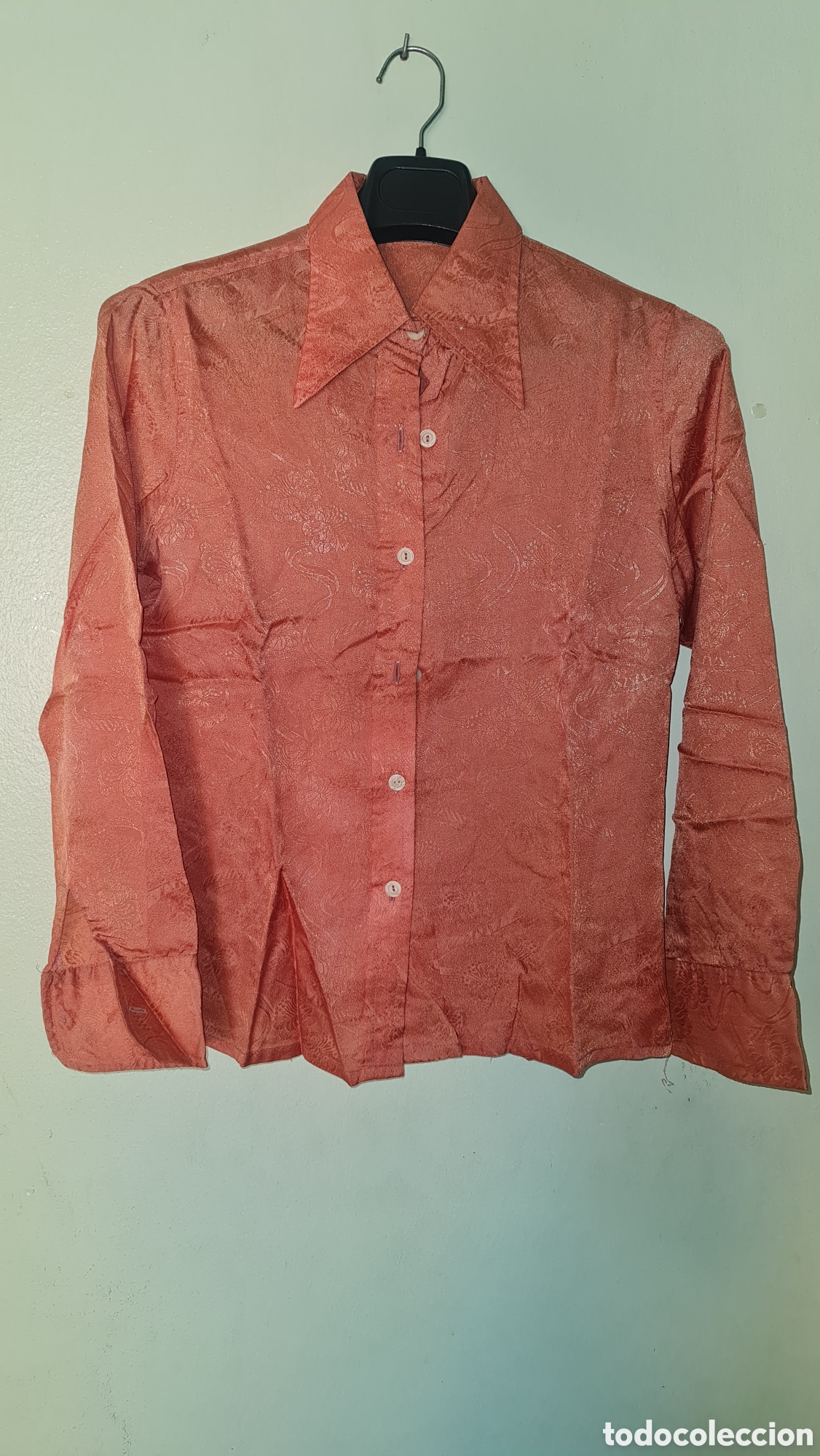 Vintage: Camisa a&ntilde;os 70 naranja coral