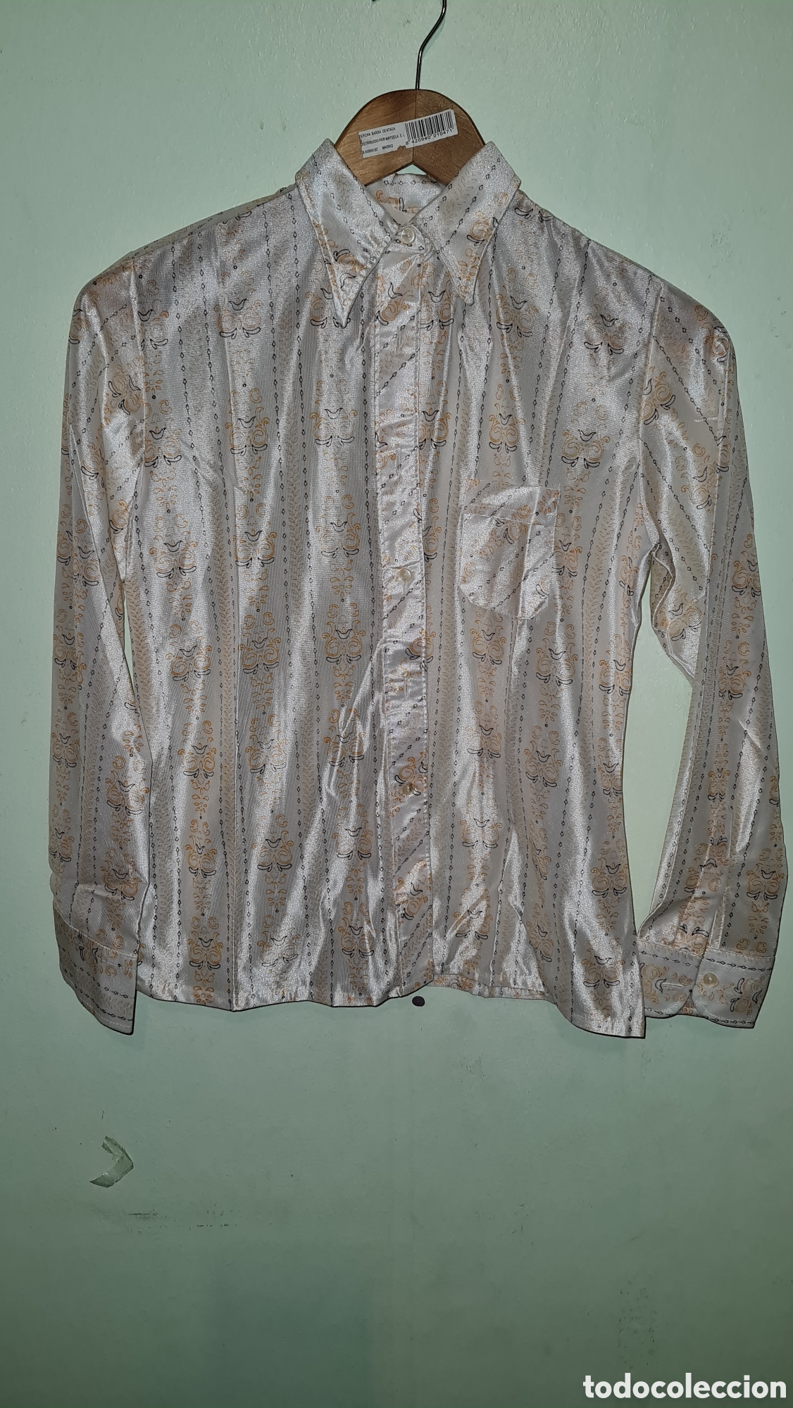 Vintage: Camisa crema estampada vintage talla s