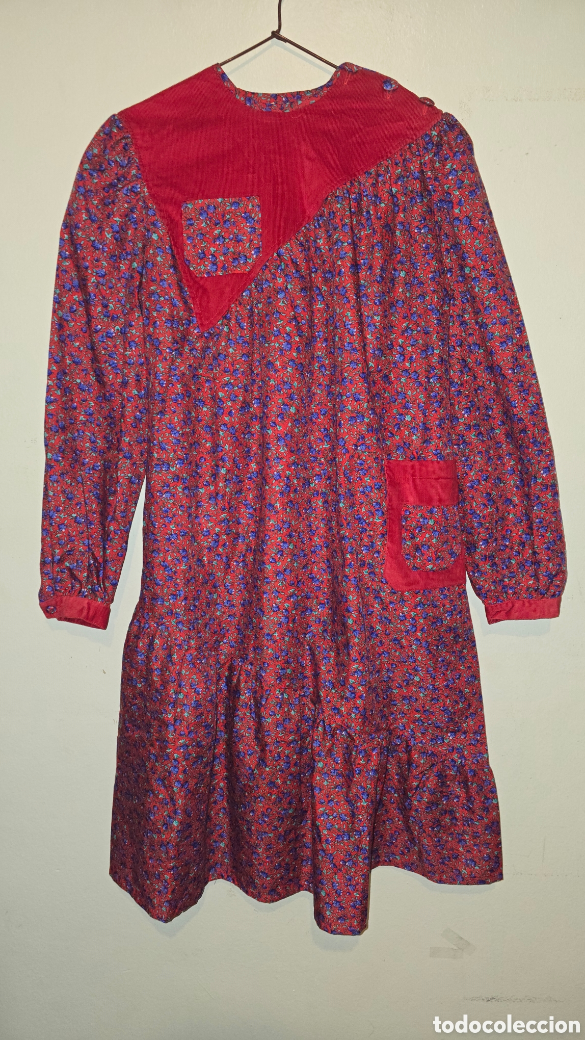 Vintage: Vestido vintage burdeos rojo de flores