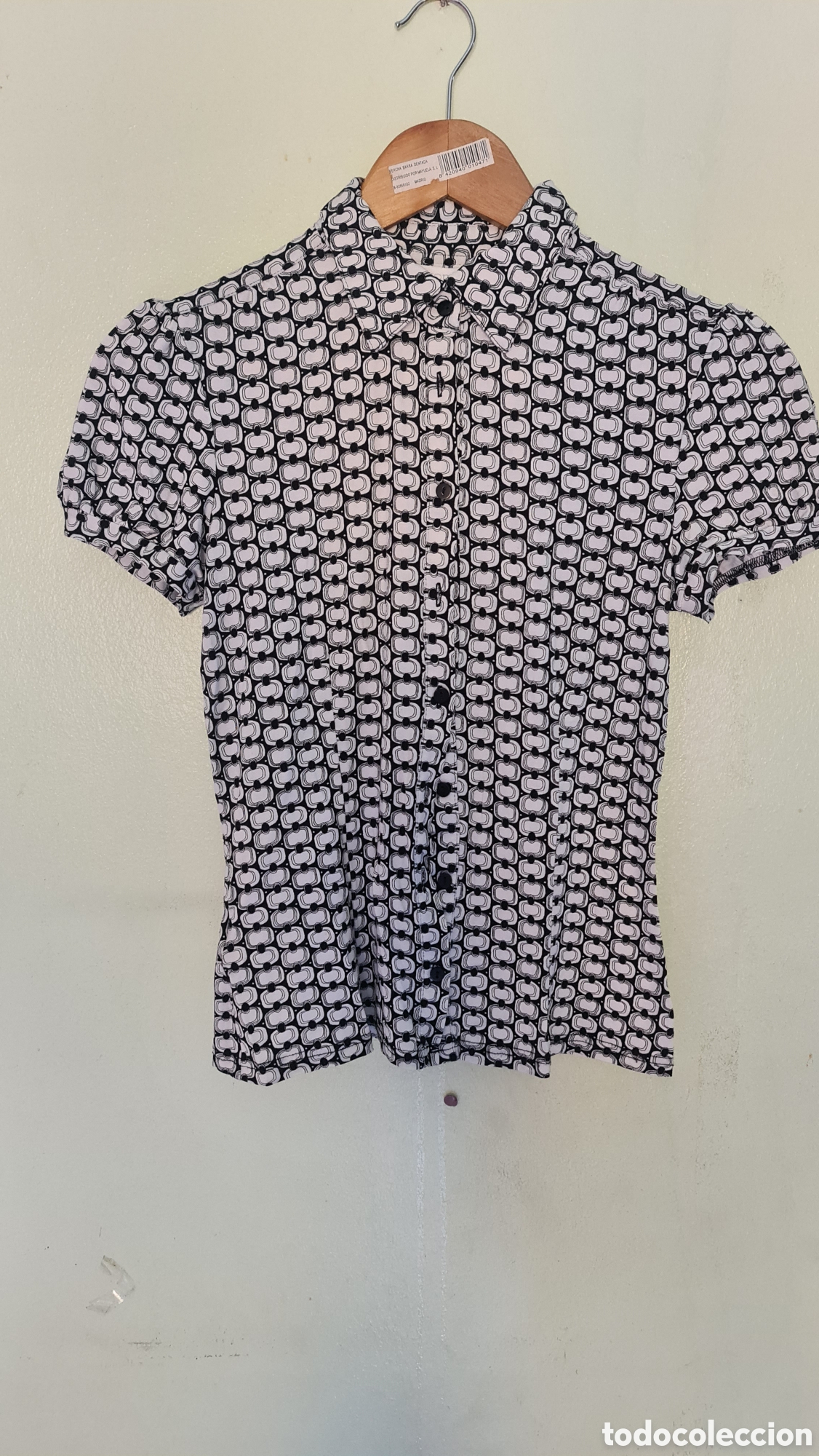 Vintage: Camisa a&ntilde;os 70 negra y blanca talla m