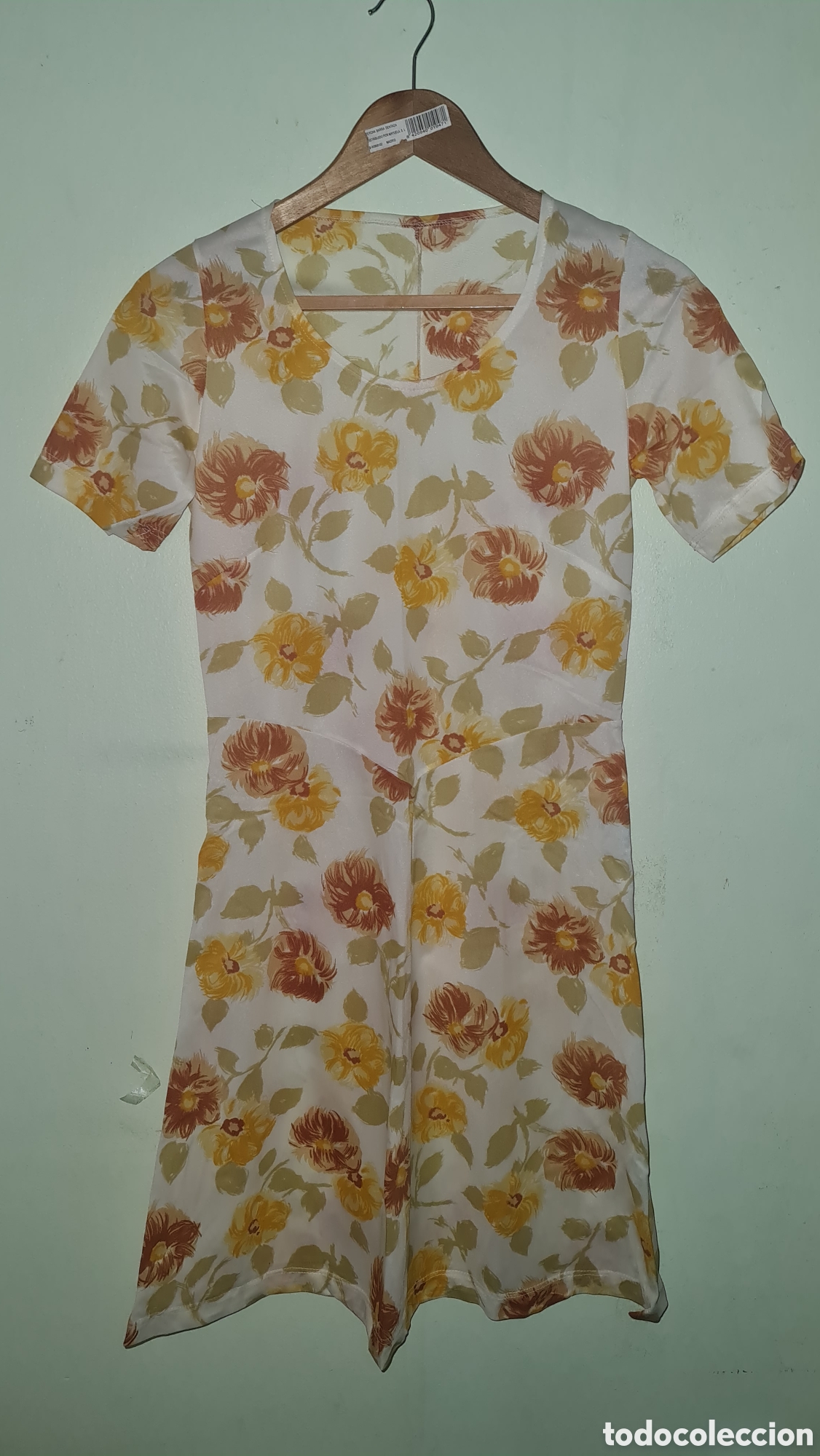 Vintage: Vestido de flores amarillas marrones talla 38