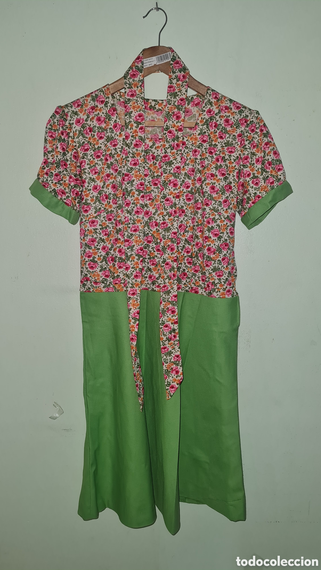 Vintage: Vestido pinup verde de flores talla m o 38