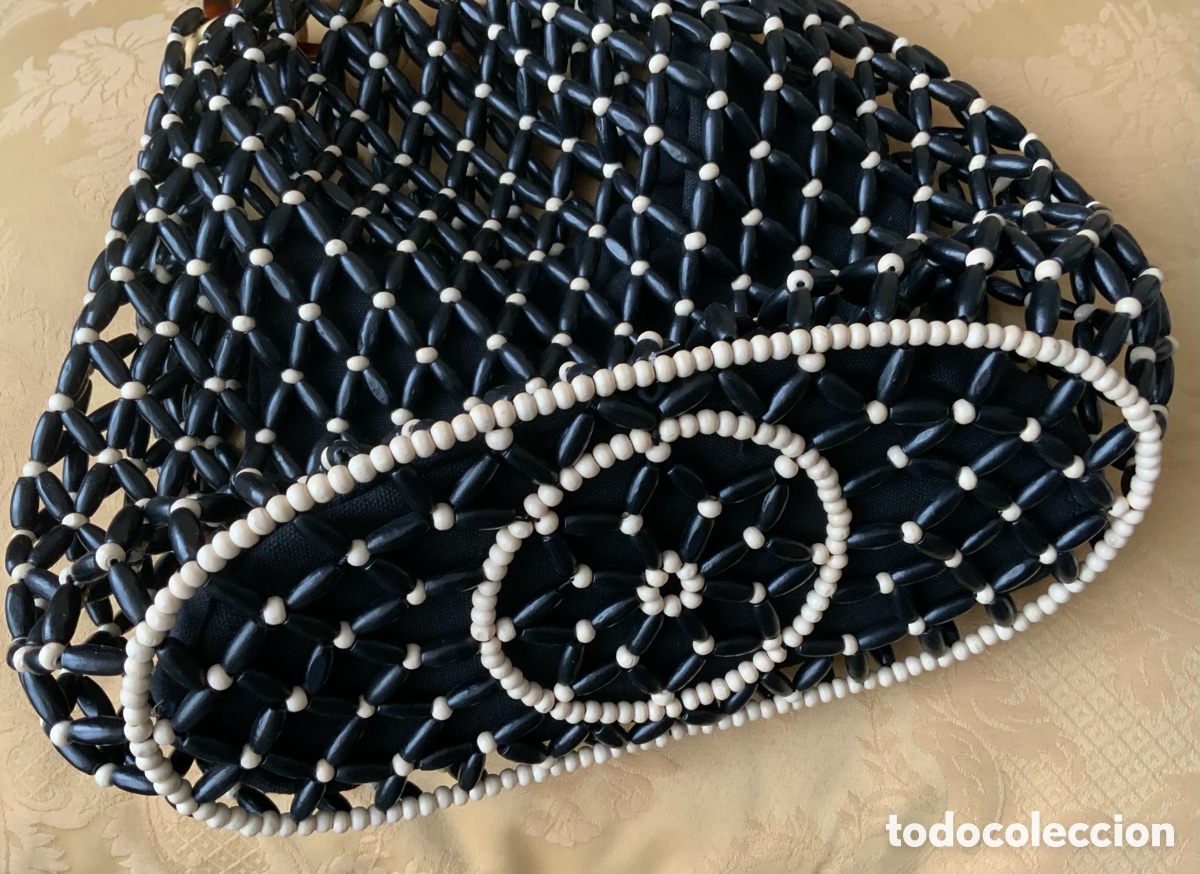 Vintage: BOLSO DE ABALORIOS DE MADERA UTERQ&Uuml;E - Foto 5