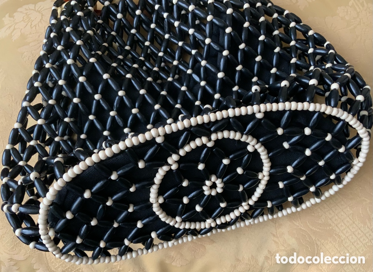 Vintage: BOLSO DE ABALORIOS DE MADERA UTERQ&Uuml;E - Foto 9