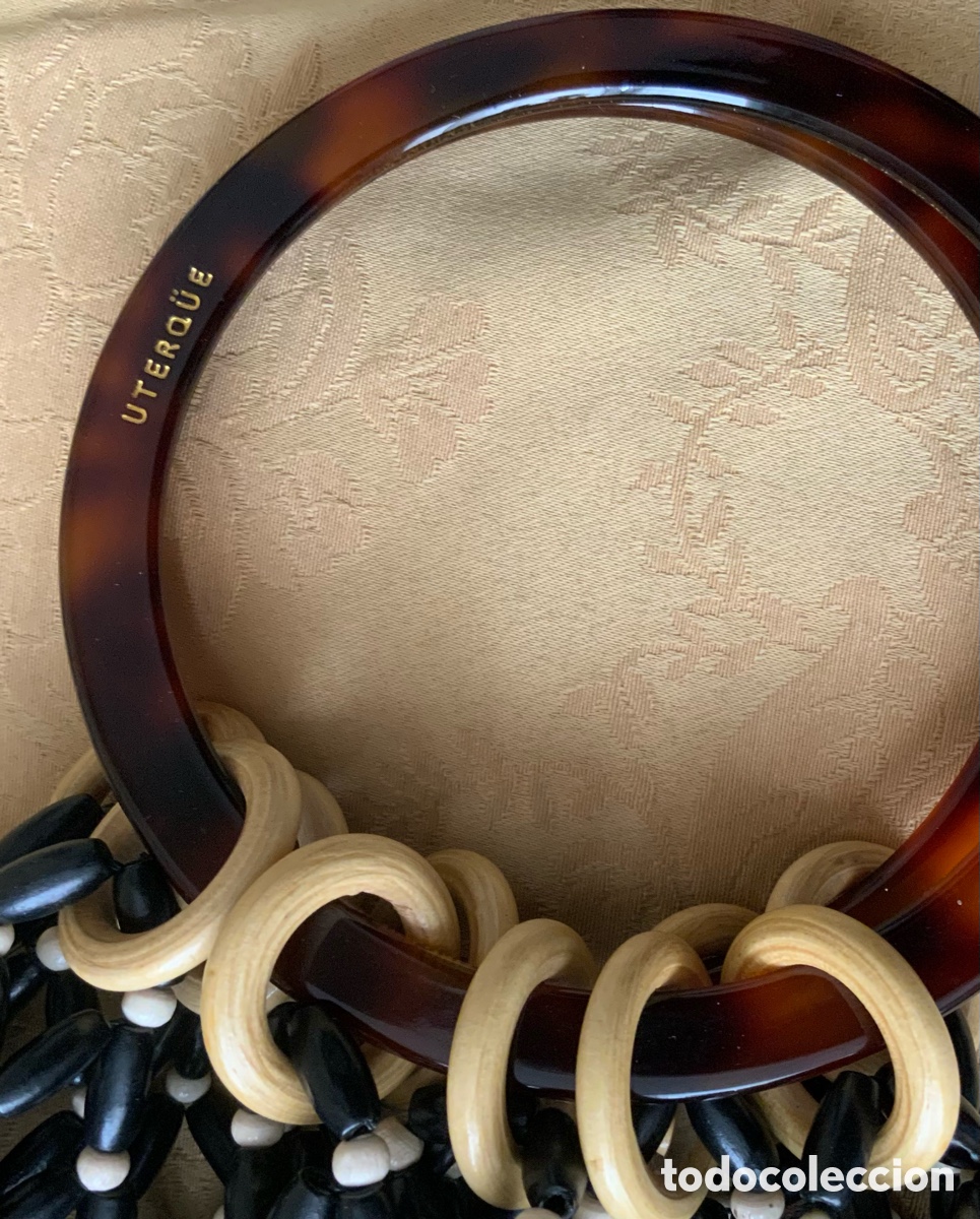 Vintage: BOLSO DE ABALORIOS DE MADERA UTERQ&Uuml;E - Foto 10