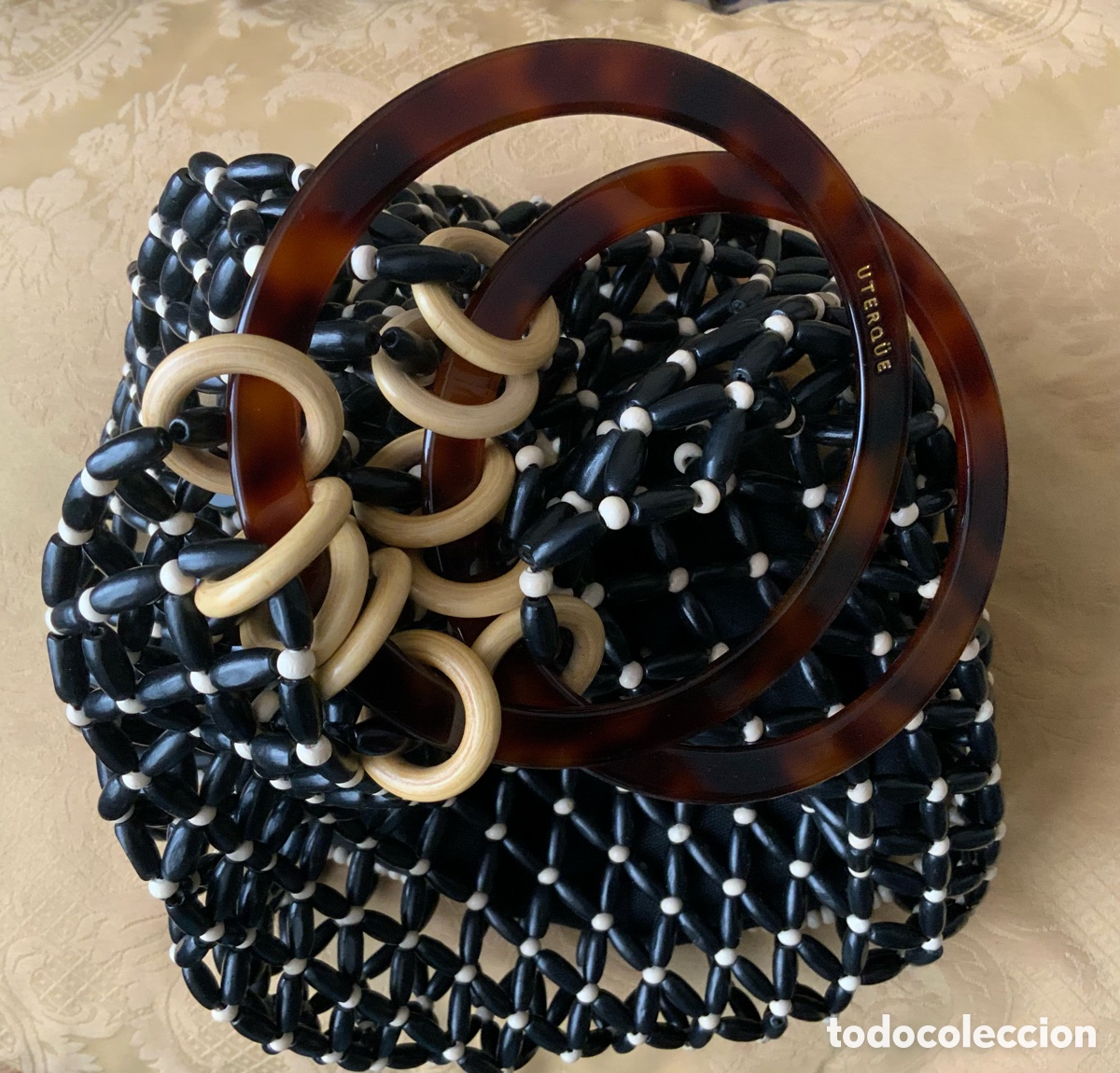 Vintage: BOLSO DE ABALORIOS DE MADERA UTERQ&Uuml;E - Foto 11