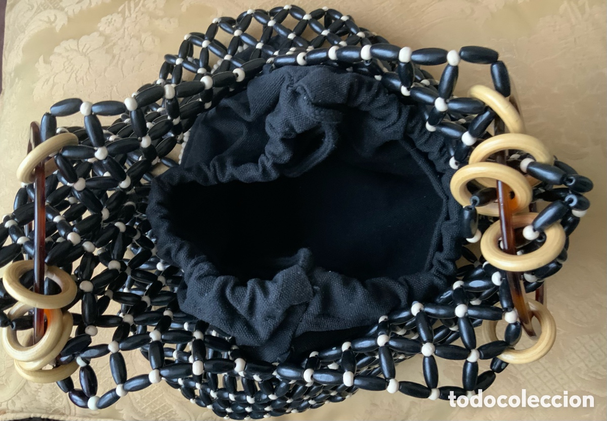 Vintage: BOLSO DE ABALORIOS DE MADERA UTERQ&Uuml;E - Foto 17