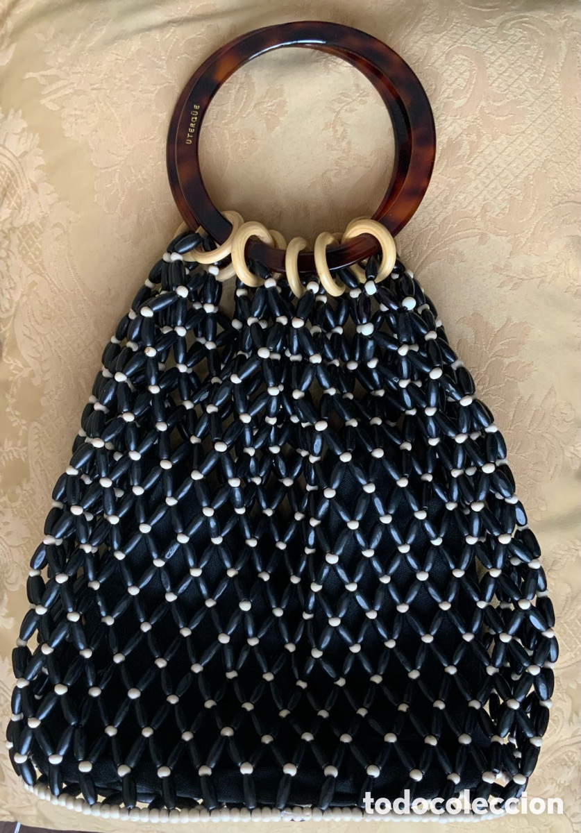 Vintage: BOLSO DE ABALORIOS DE MADERA UTERQ&Uuml;E - Foto 19