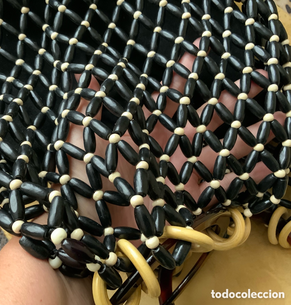 Vintage: BOLSO DE ABALORIOS DE MADERA UTERQ&Uuml;E - Foto 20