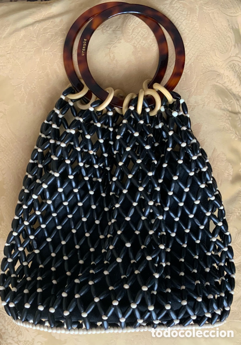 Vintage: BOLSO DE ABALORIOS DE MADERA UTERQ&Uuml;E - Foto 21