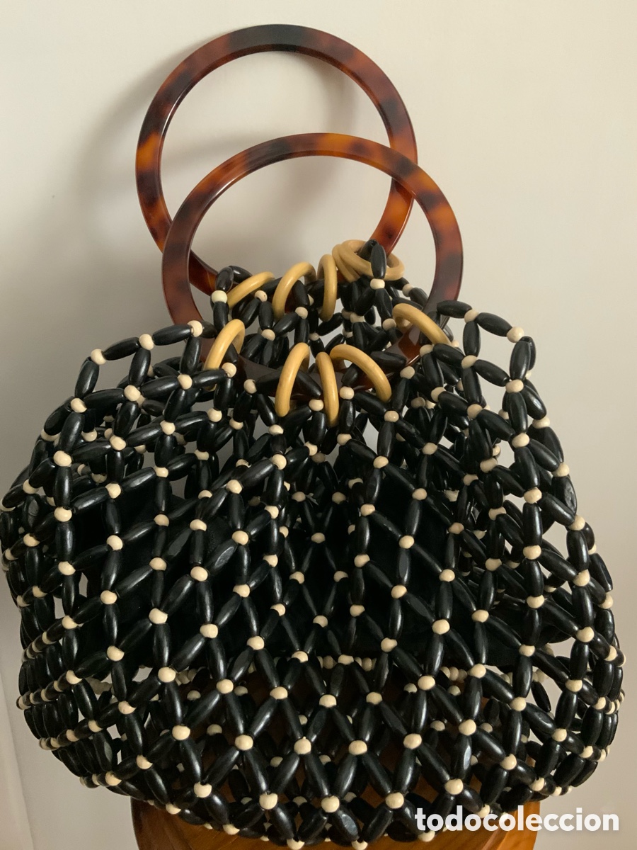 Vintage: BOLSO DE ABALORIOS DE MADERA UTERQ&Uuml;E