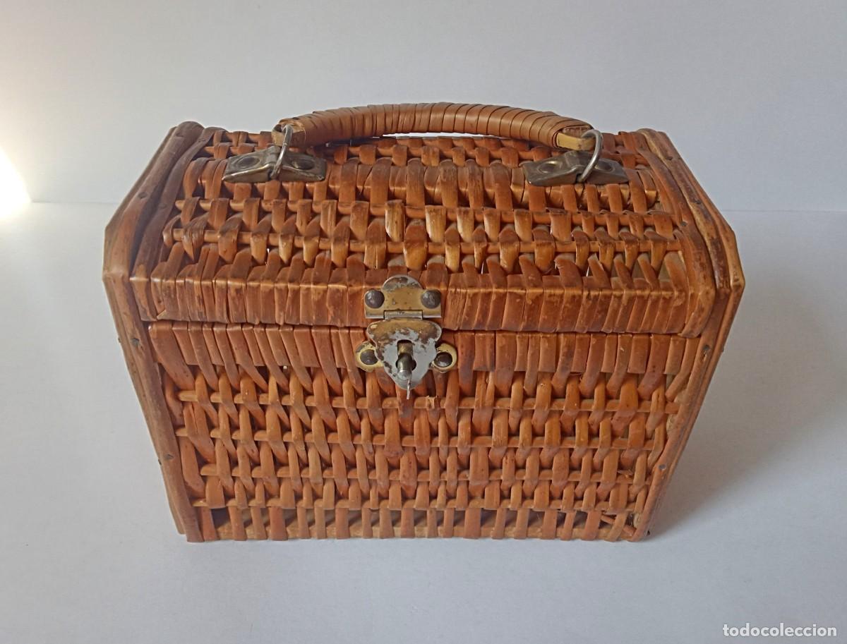 Vintage: MIMBRE Y MADERA- BOLSO ANTIGUO - Foto 1