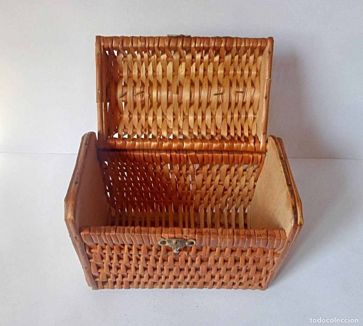 Vintage: MIMBRE Y MADERA- BOLSO ANTIGUO - Foto 2