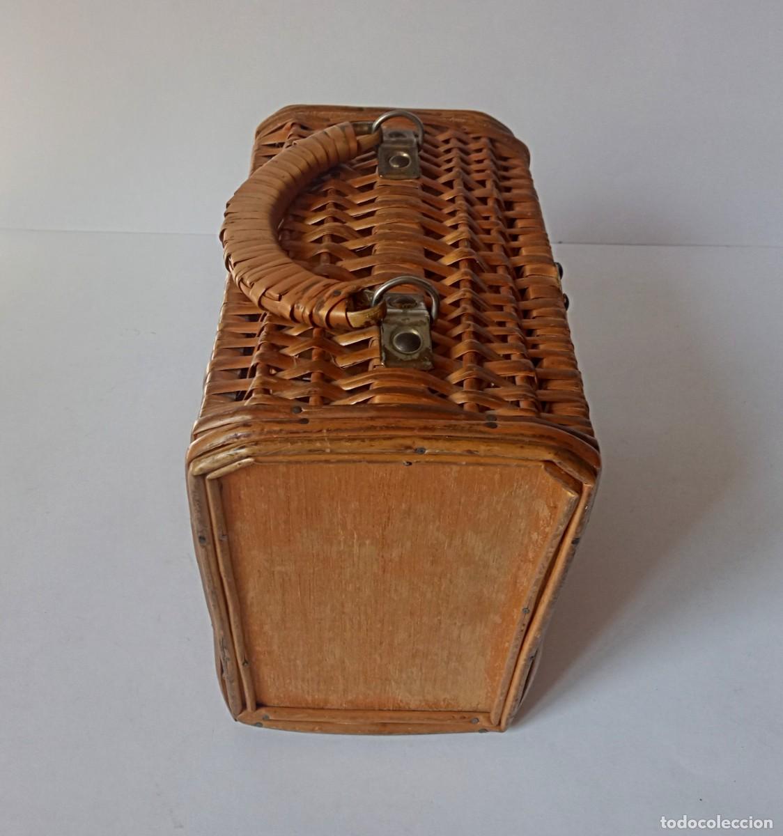 Vintage: MIMBRE Y MADERA- BOLSO ANTIGUO - Foto 3
