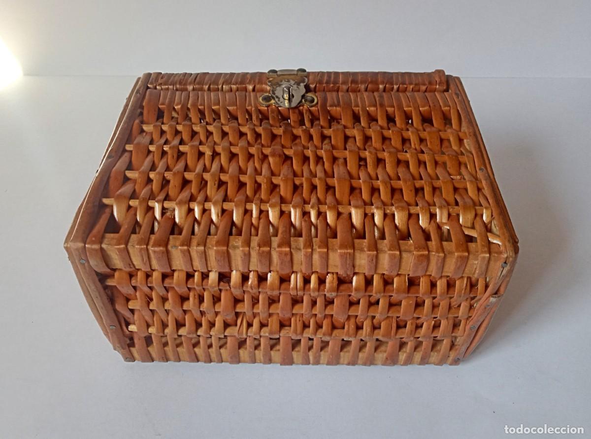 Vintage: MIMBRE Y MADERA- BOLSO ANTIGUO - Foto 6