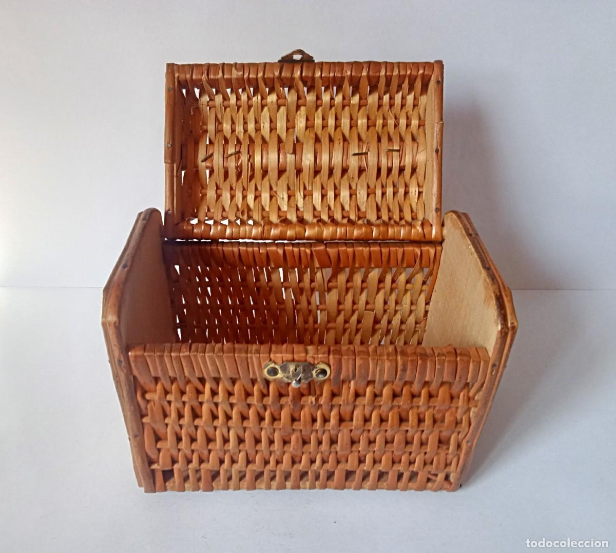 Vintage: MIMBRE Y MADERA- BOLSO ANTIGUO - Foto 8