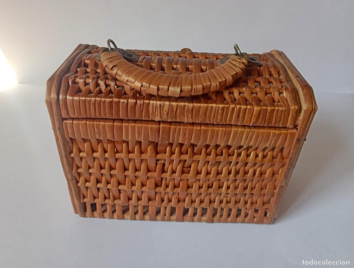 Vintage: MIMBRE Y MADERA- BOLSO ANTIGUO - Foto 9