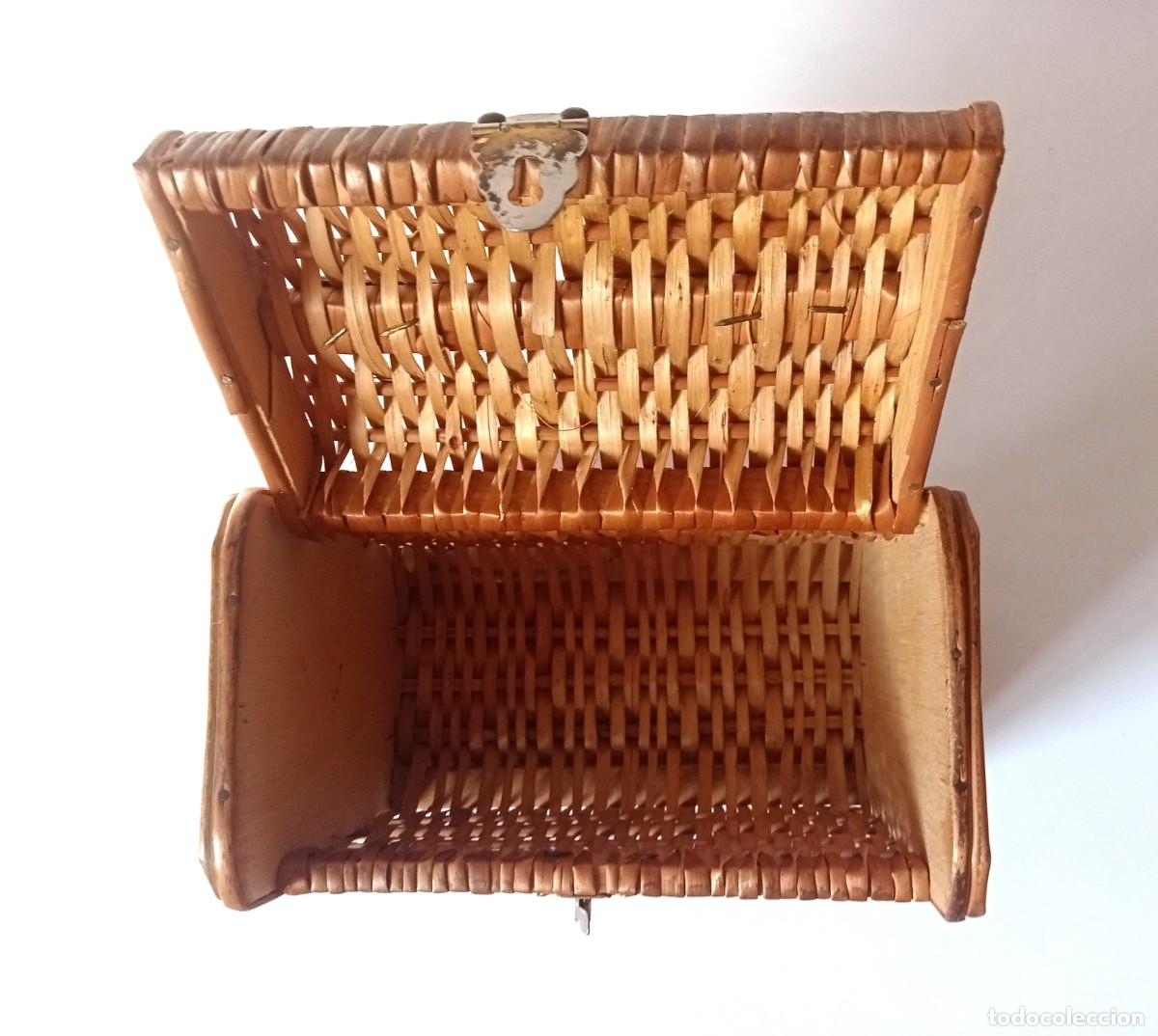 Vintage: MIMBRE Y MADERA- BOLSO ANTIGUO - Foto 13