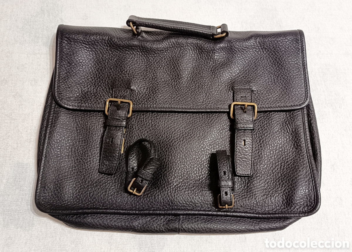 Vintage: Prada Malet&iacute;n portafolio vintage de piel color negro