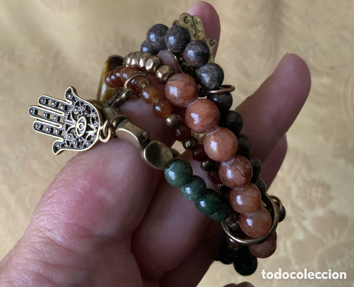 Vintage: PULSERA 4 VUELTAS PIEDRAS TONOS MARRONES - Foto 2