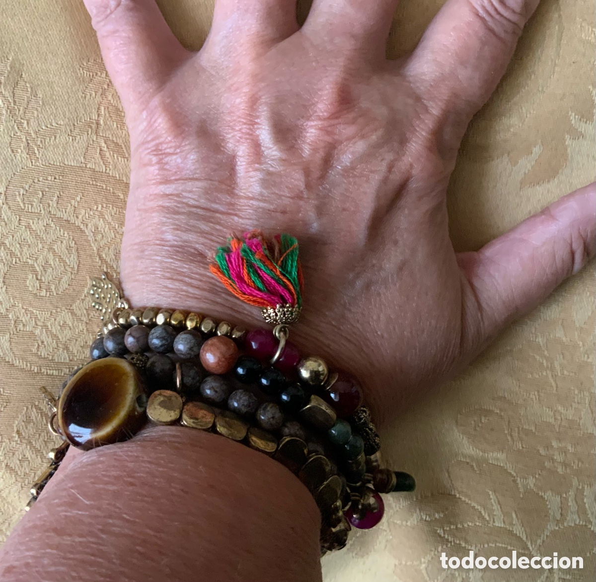 Vintage: PULSERA 4 VUELTAS PIEDRAS TONOS MARRONES - Foto 4