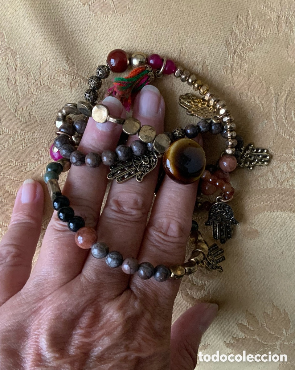 Vintage: PULSERA 4 VUELTAS PIEDRAS TONOS MARRONES - Foto 5