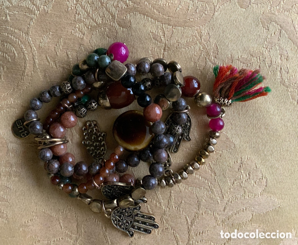 Vintage: PULSERA 4 VUELTAS PIEDRAS TONOS MARRONES - Foto 6