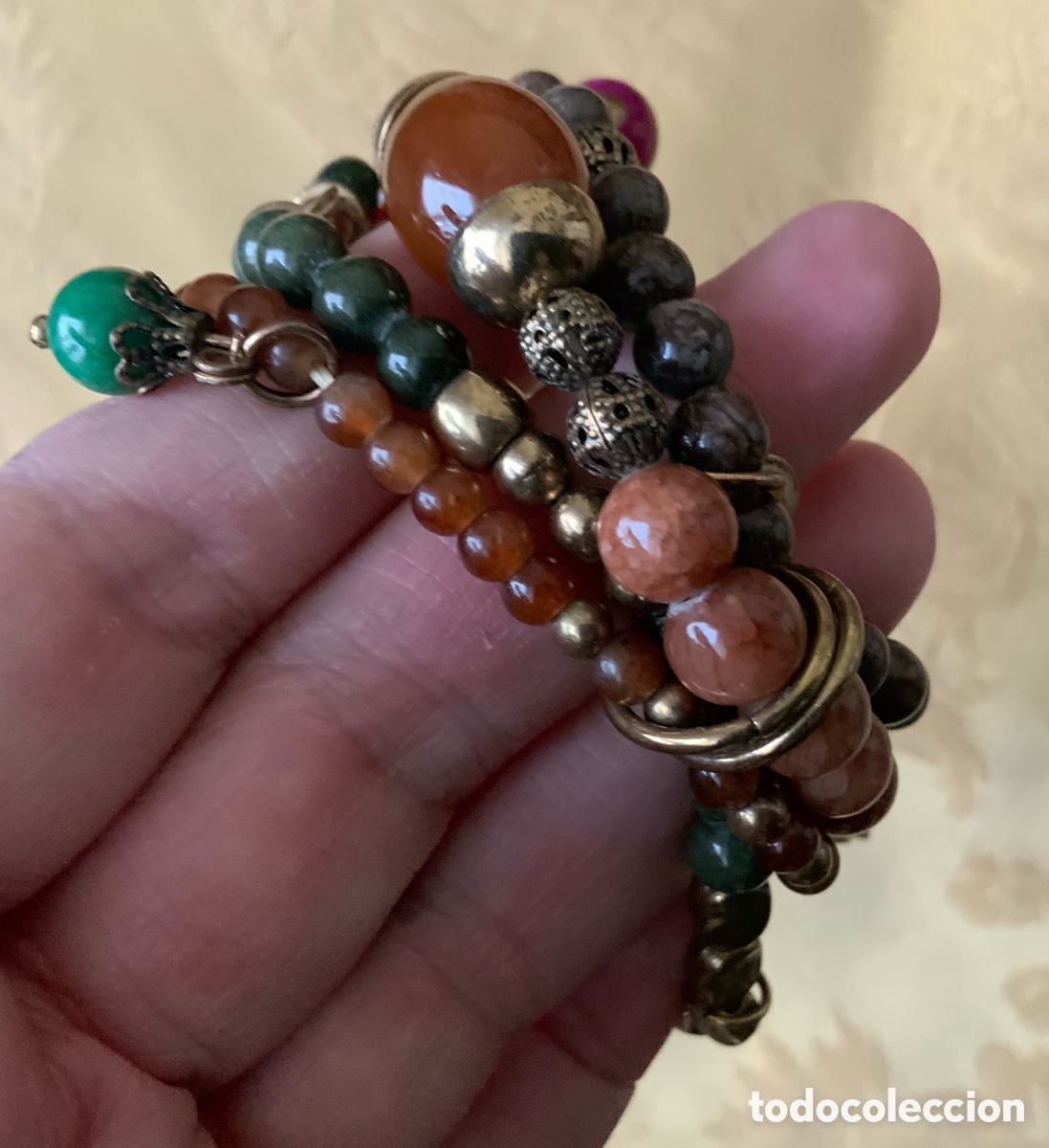 Vintage: PULSERA 4 VUELTAS PIEDRAS TONOS MARRONES - Foto 8