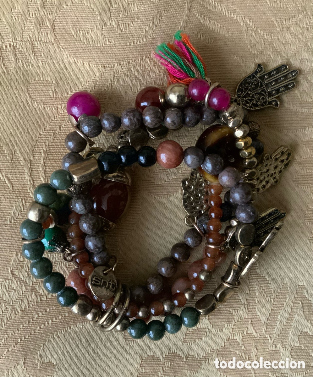 Vintage: PULSERA 4 VUELTAS PIEDRAS TONOS MARRONES - Foto 9