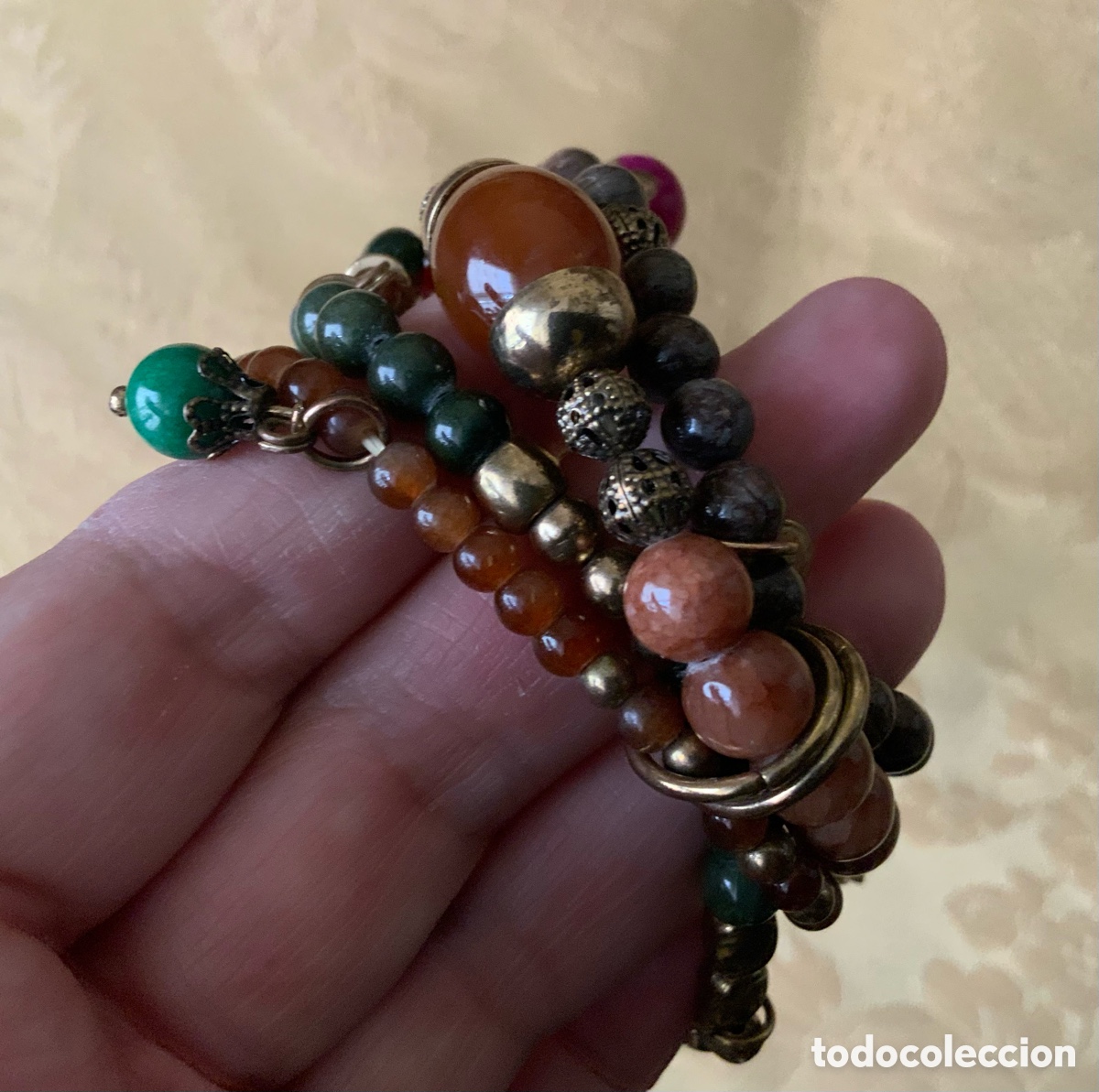 Vintage: PULSERA 4 VUELTAS PIEDRAS TONOS MARRONES - Foto 11
