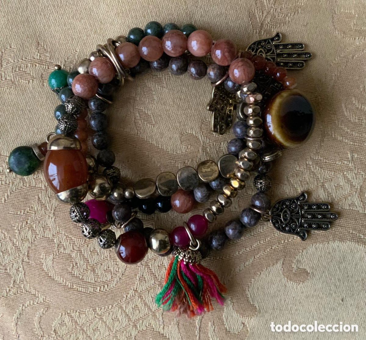 Vintage: PULSERA 4 VUELTAS PIEDRAS TONOS MARRONES - Foto 12
