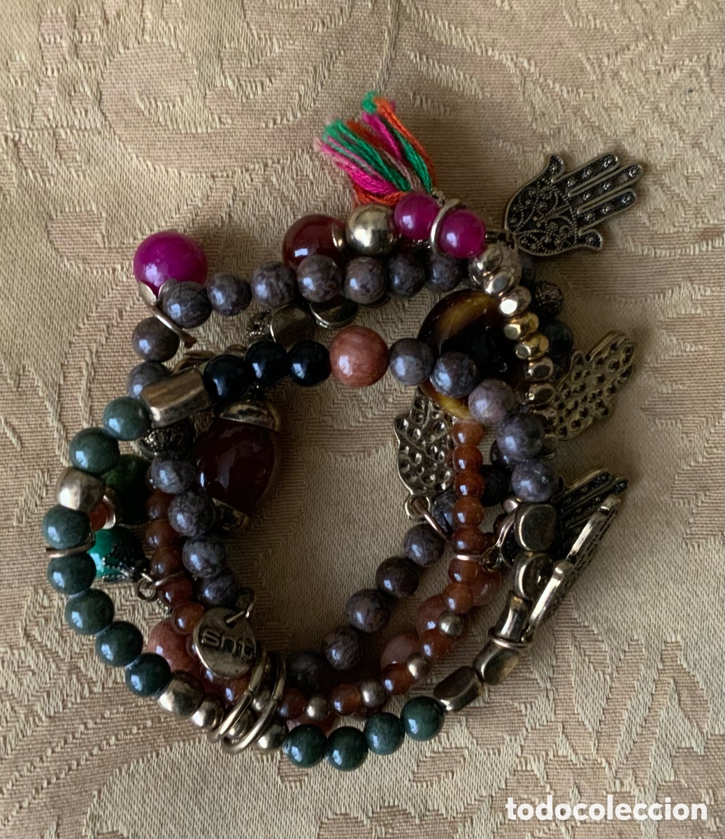 Vintage: PULSERA 4 VUELTAS PIEDRAS TONOS MARRONES - Foto 13