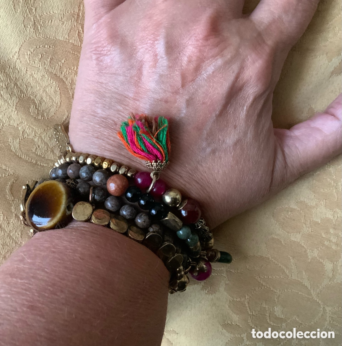 Vintage: PULSERA 4 VUELTAS PIEDRAS TONOS MARRONES - Foto 14