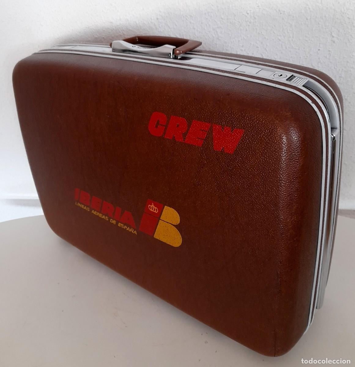 Vintage: Maleta vuelo Samsonite tripulaci&oacute;n Iberia Crew a&ntilde;os 60 70 con ruedas color marr&oacute;n 60x46x17 cm