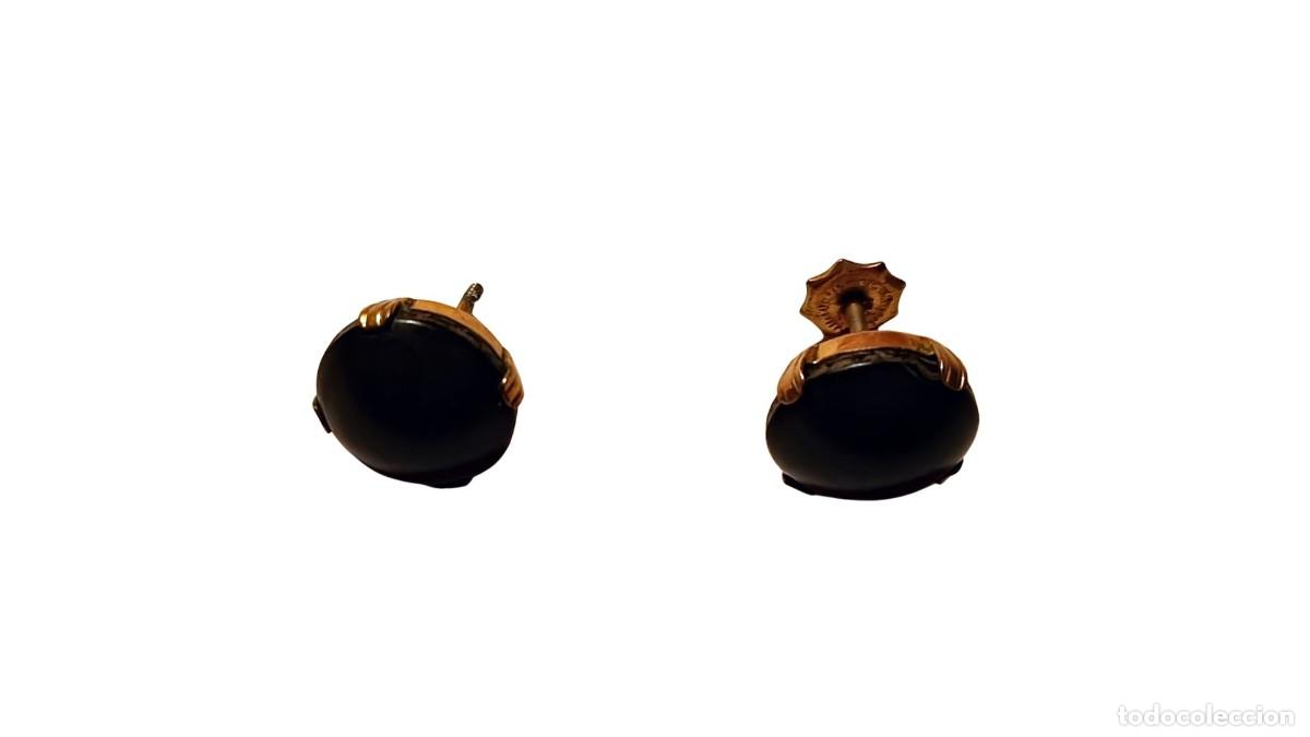 Vintage: PENDIENTES VINTAGE NEGROS CON DETALLES DORADOS