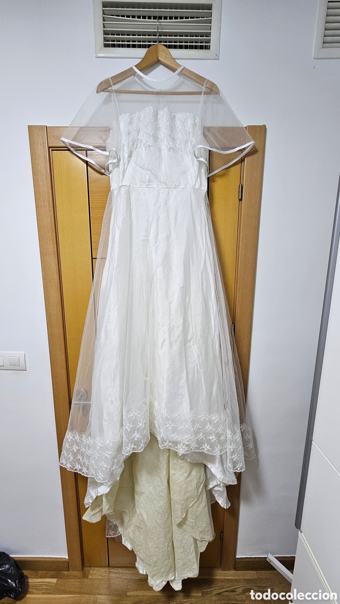 Vintage: Vestido Novia Vintage Encaje Capa Tul