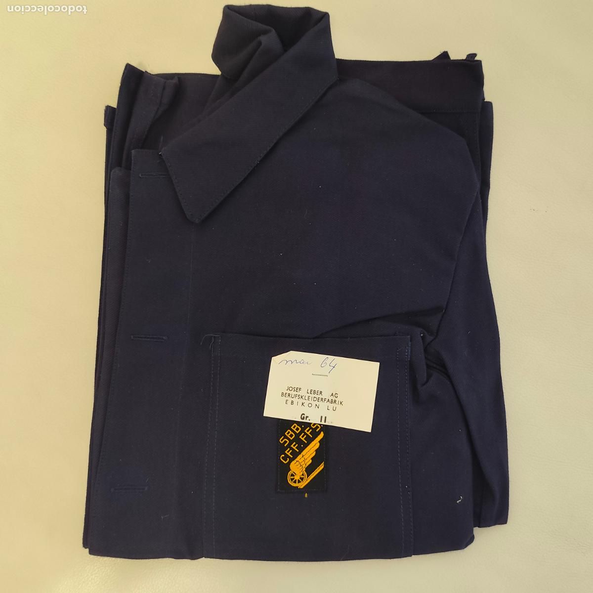 Vintage: Uniforme original Ferrocarriles Suizos SBB CFF FFS J. LEBER AG EBIKON 1964 &ndash; Camisa/Chaqueta